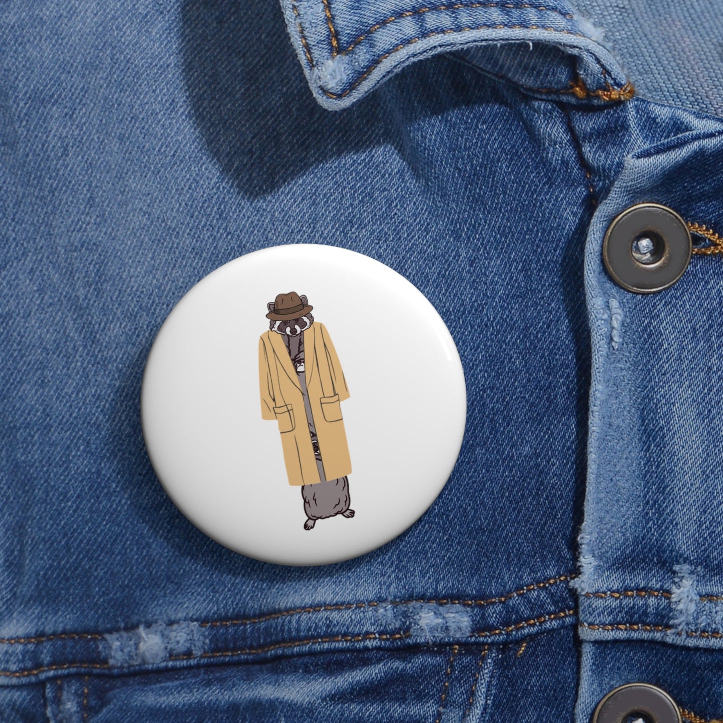 Totally NOT 3 raccoons in a trench coat - Pin Buttons