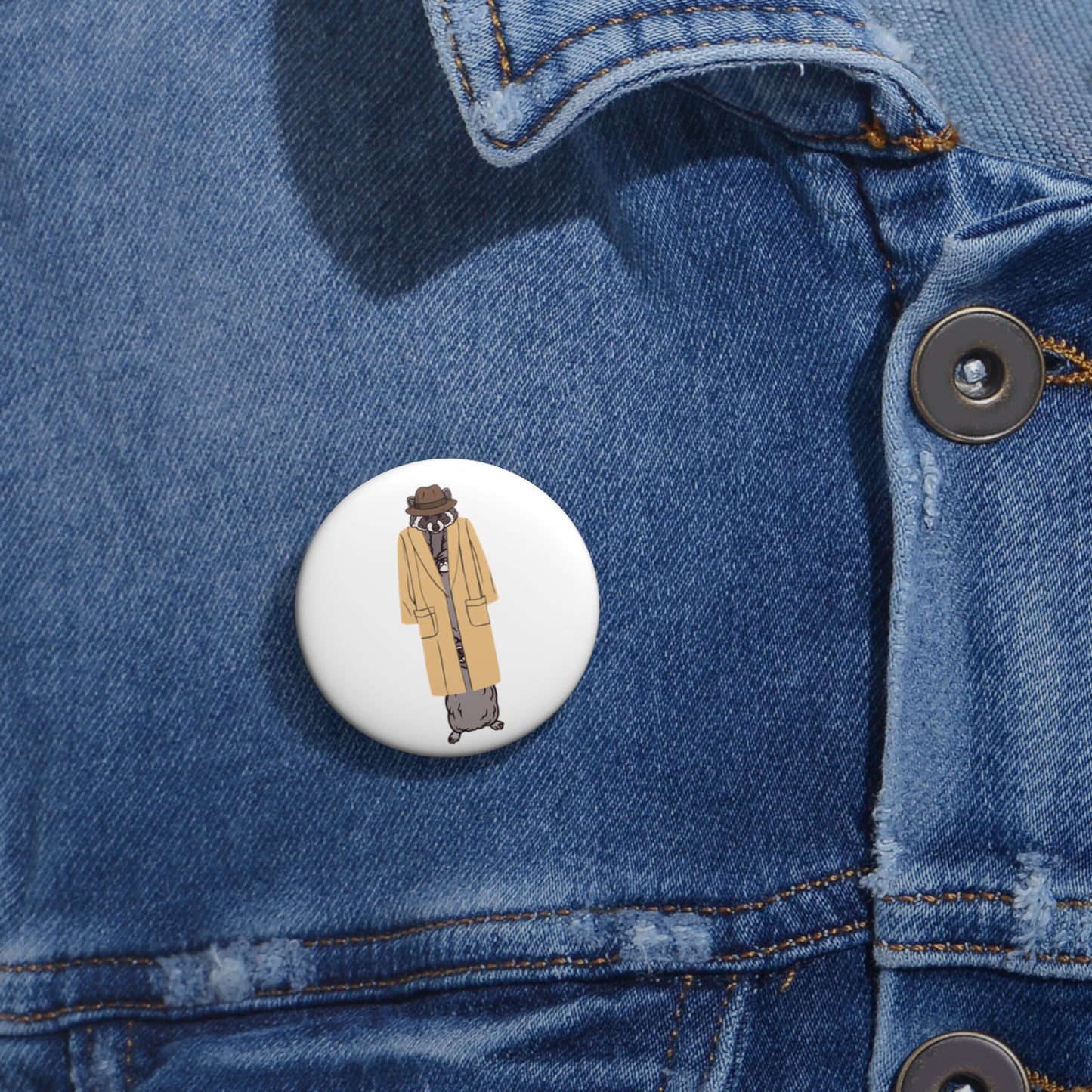 Totally NOT 3 raccoons in a trench coat - Pin Buttons