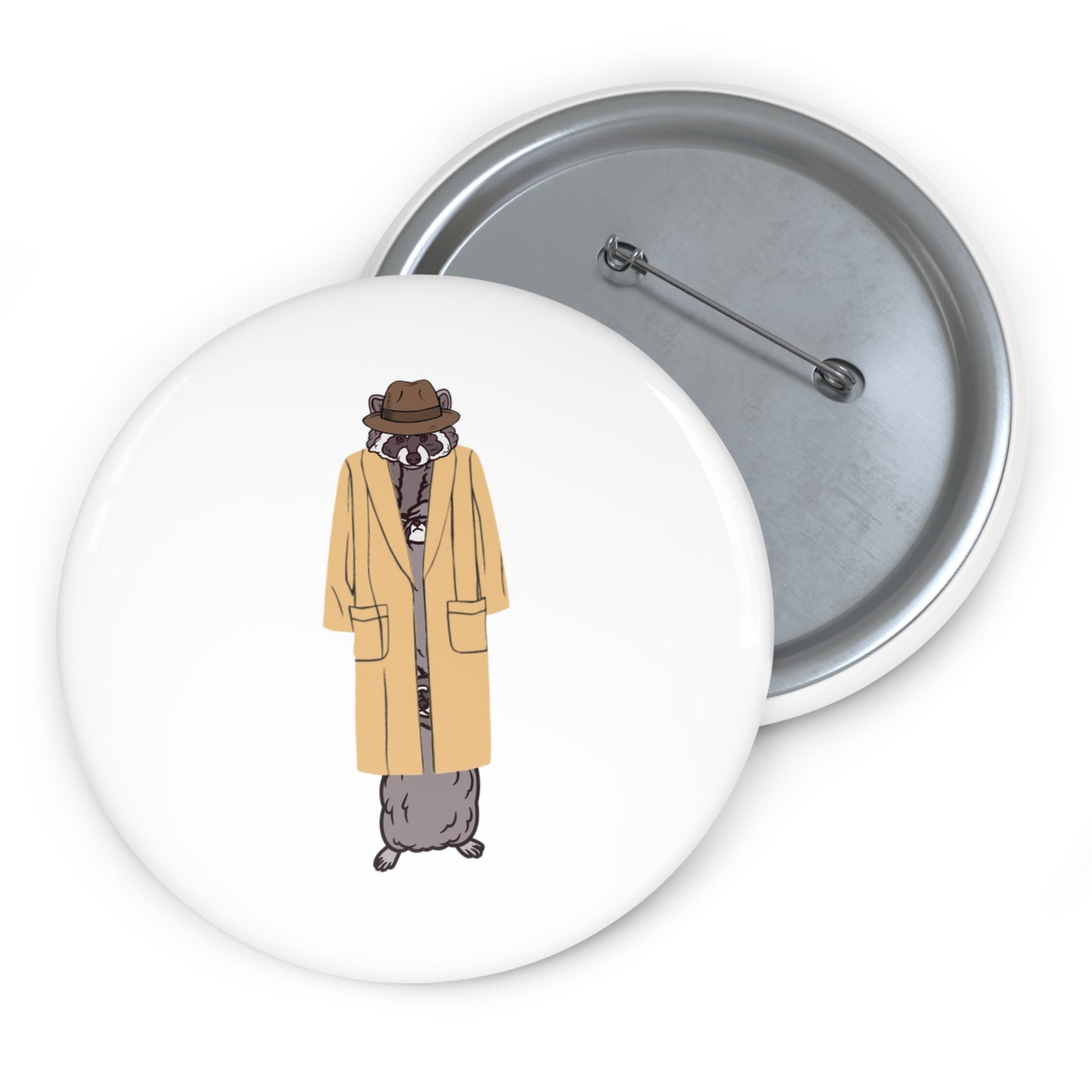 Totally NOT 3 raccoons in a trench coat - Pin Buttons