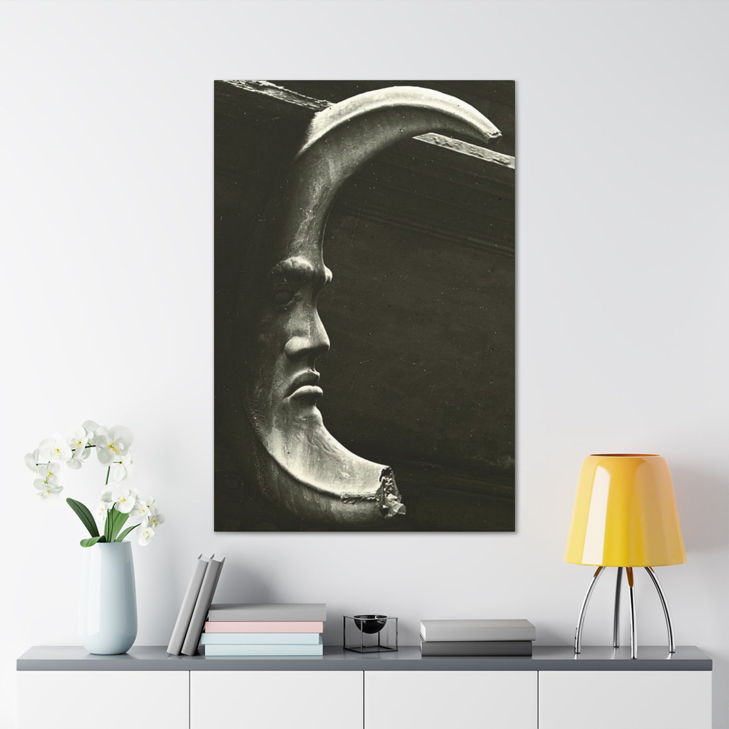 Lunar Enigma: Guardian of Night's Secrets. - Canvas Wrap