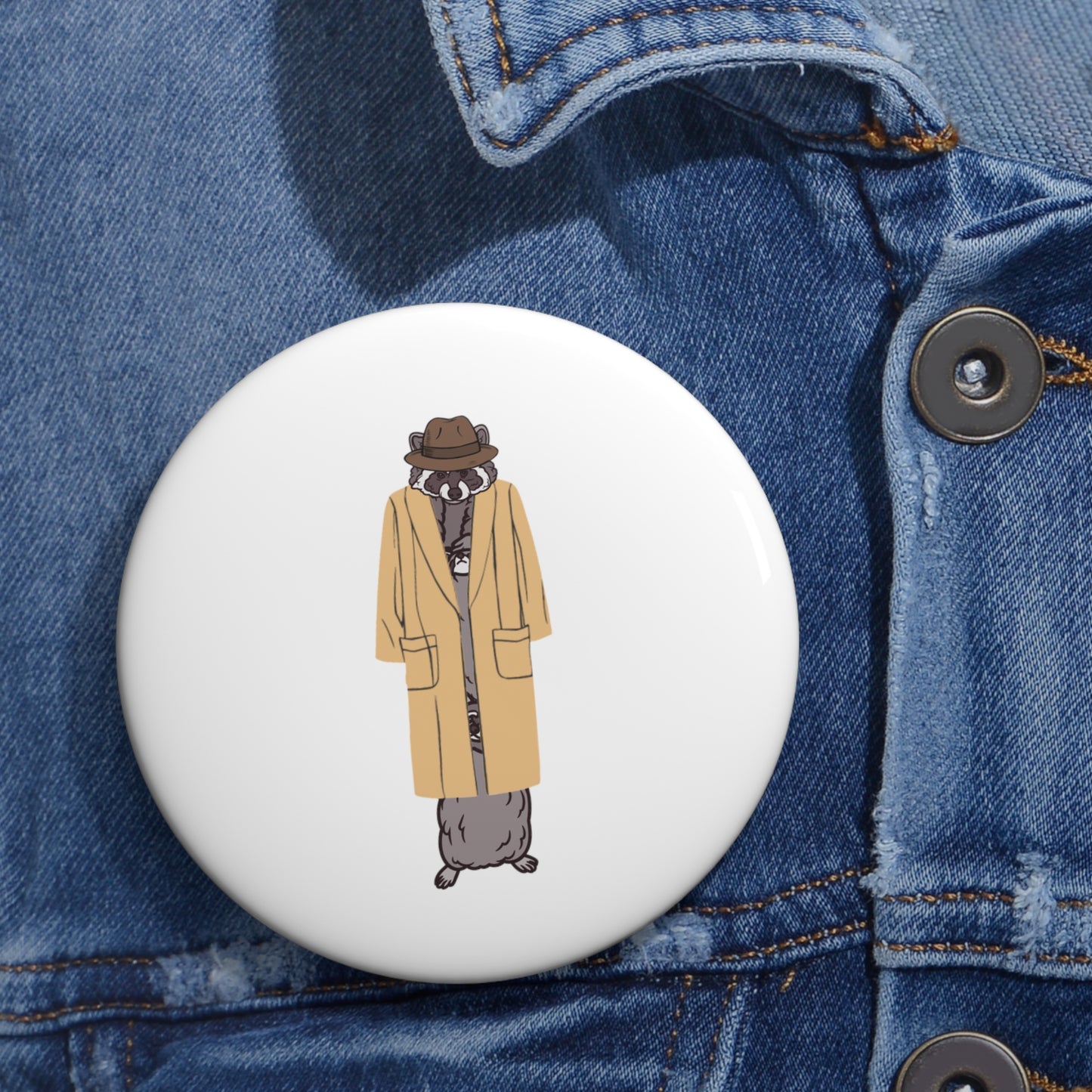 Totally NOT 3 raccoons in a trench coat - Pin Buttons