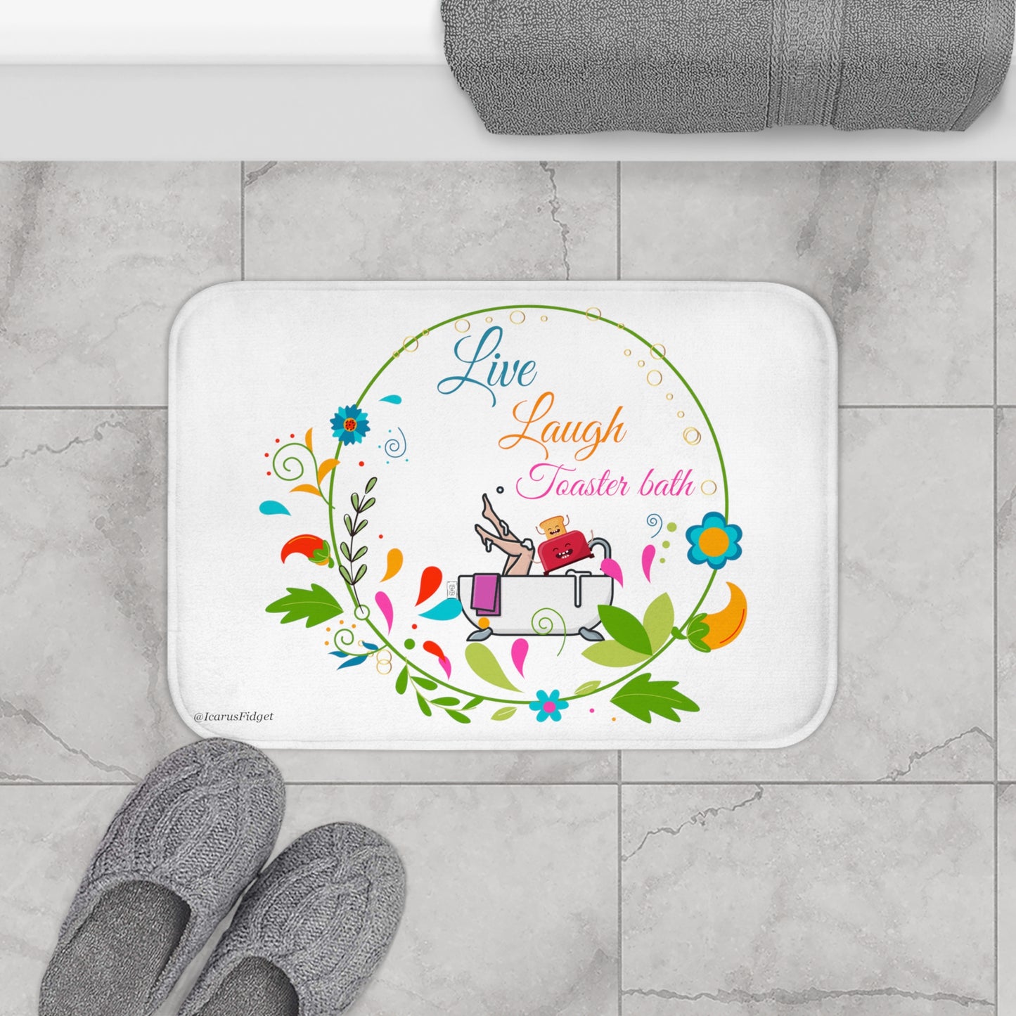 Live, Laugh, Toaster Bath Mat