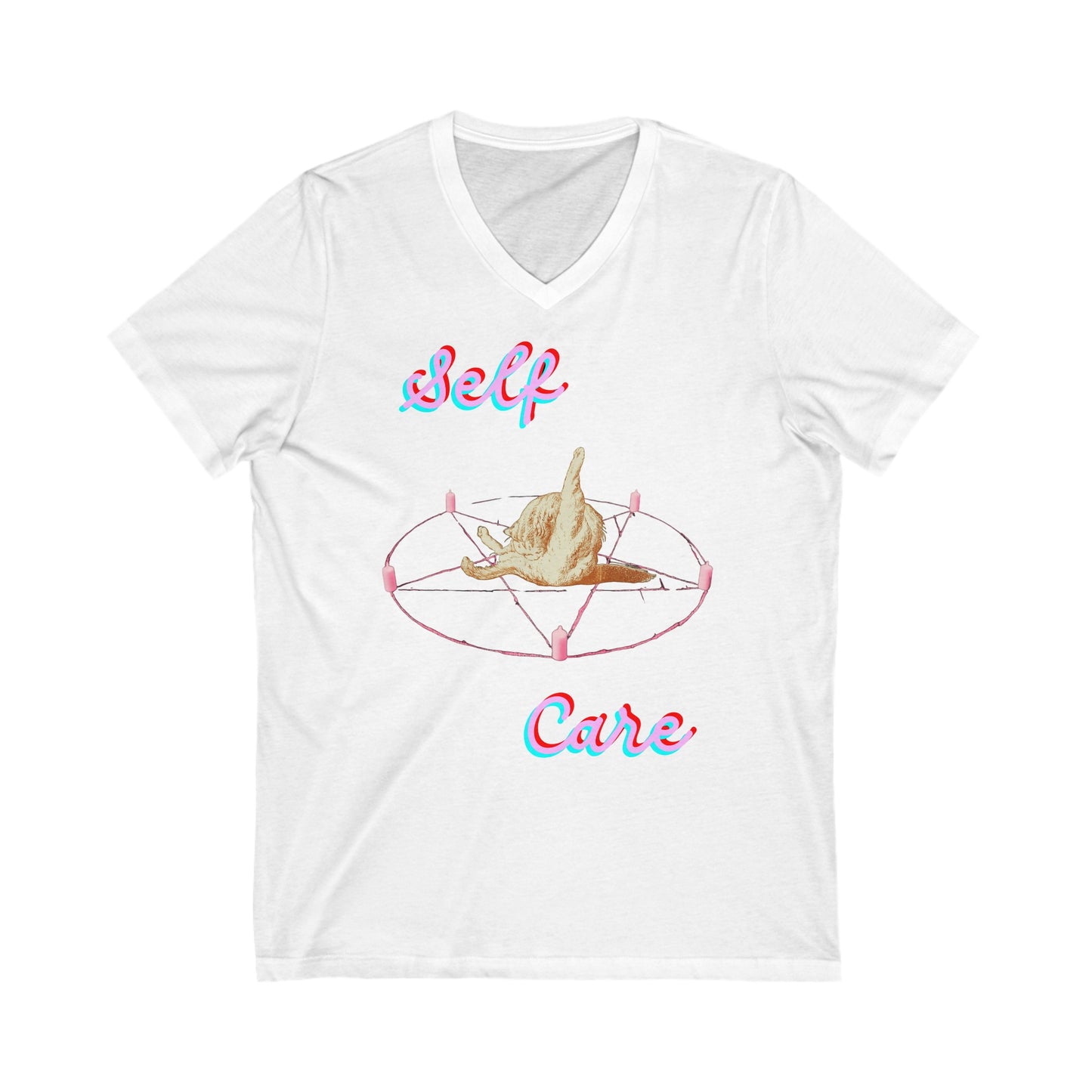 Self Care Kitty V-Neck T shirt