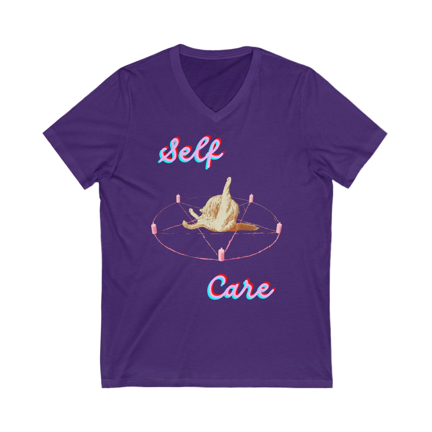 Self Care Kitty V-Neck T shirt