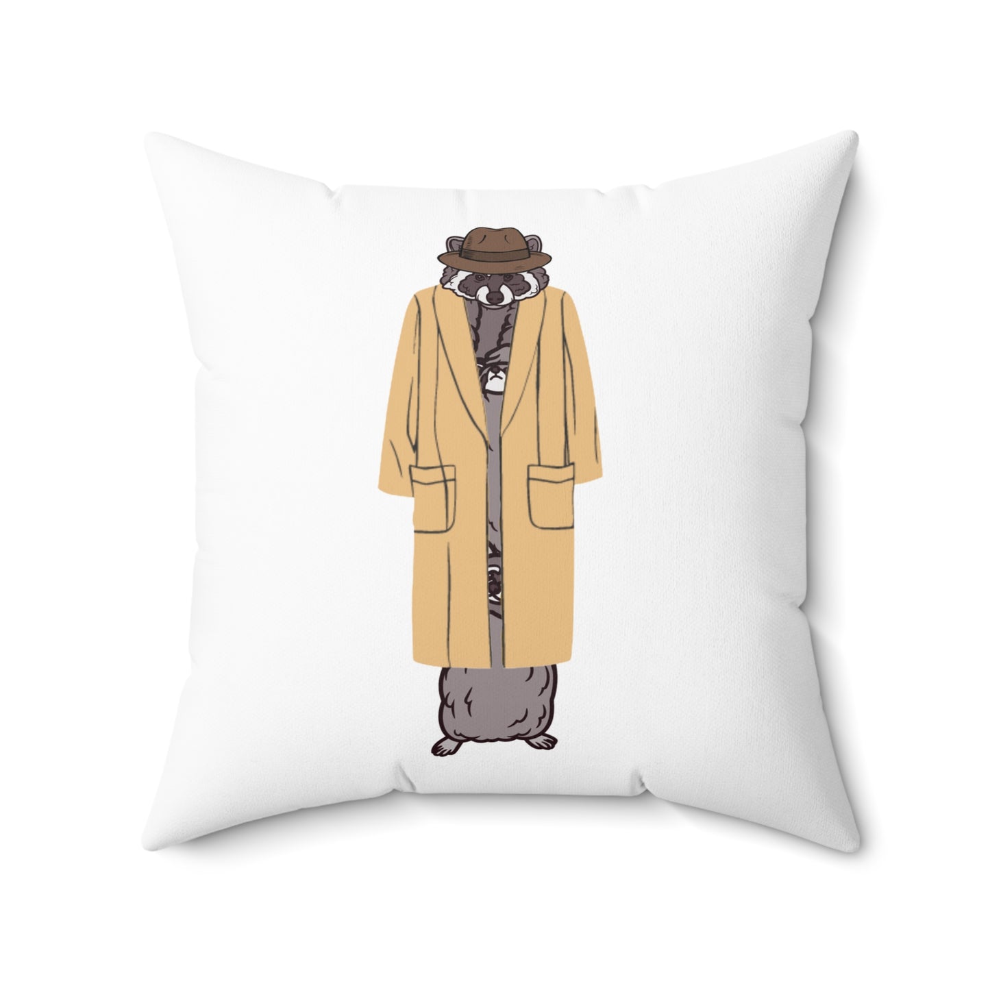 Totally not 3 raccoons in a trench coat - Throw Pillow