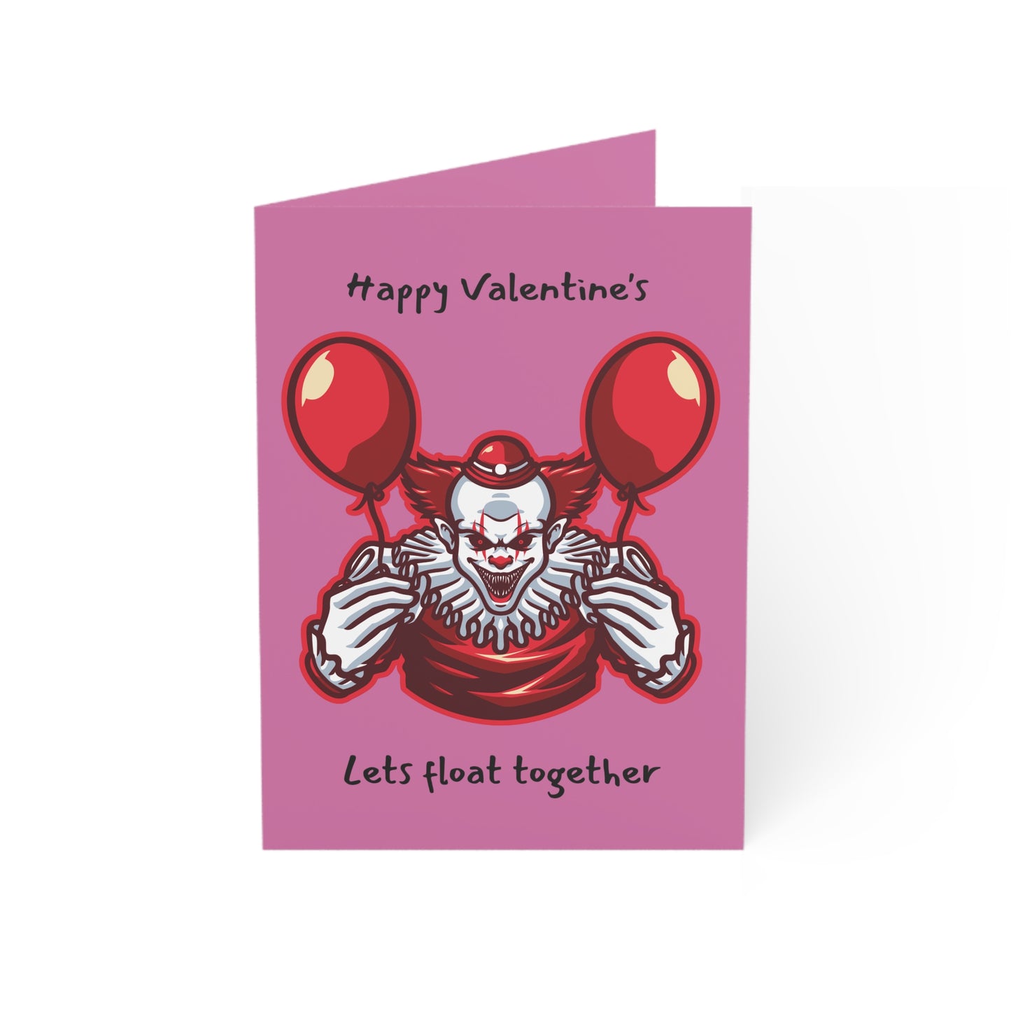 Valentine's Card, Pennywise IT Greeting Card, Let's Float Together, Horror Movie Lover Gift, Creepy Clown Birthday Card, Red Balloons, Scary