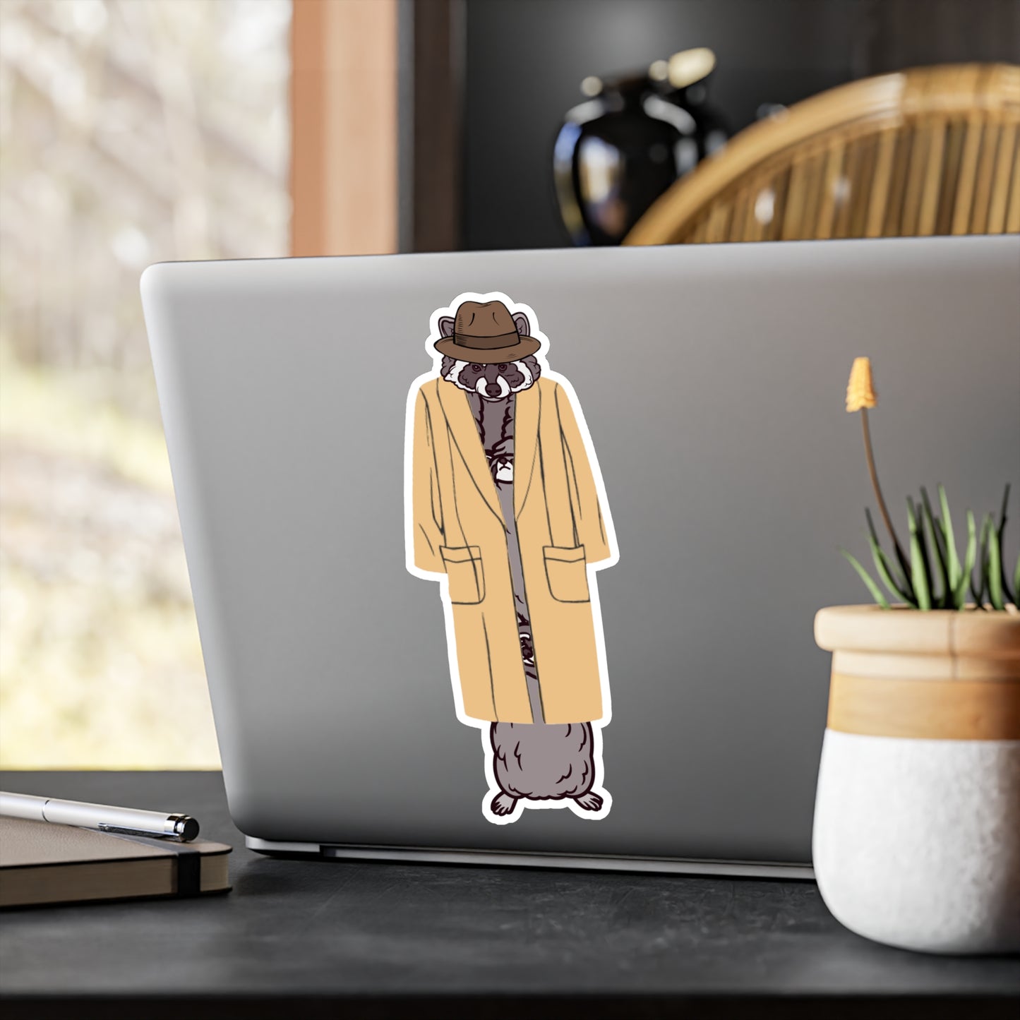 Totally NOT 3 raccoons in a trench coat. - Sticker