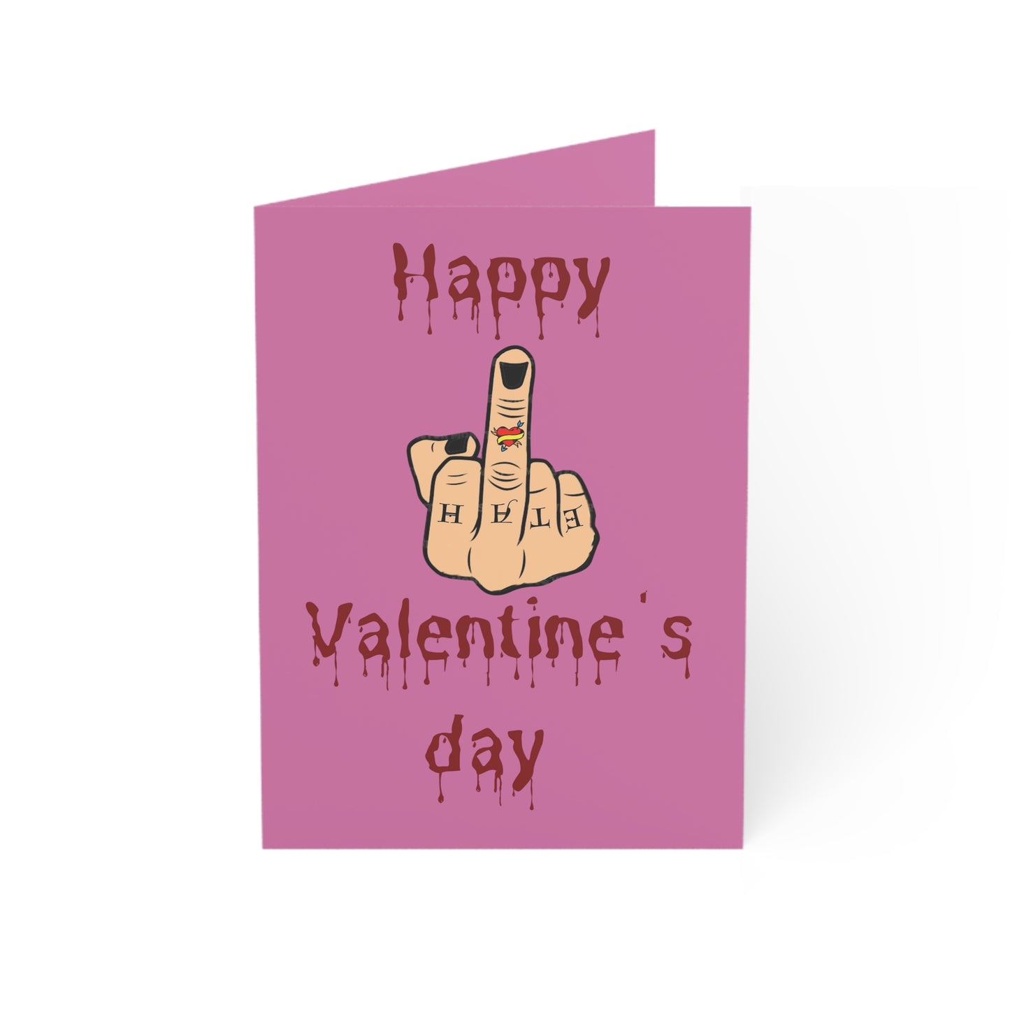 Middle Finger of Love, Valentine's Day Card, Heart Tattoo, Offensive Card, Rude Card, Sarcastic Card